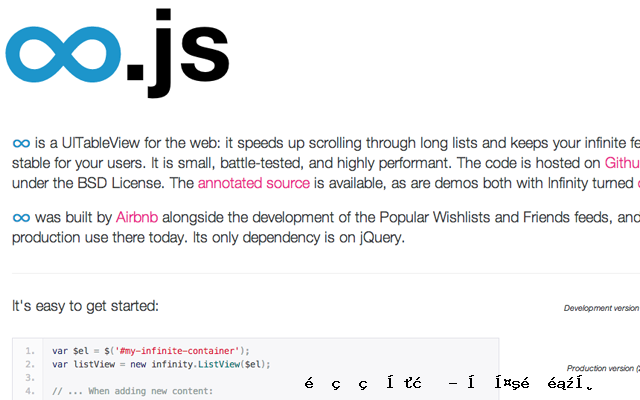 infinity.js的JavaScript开源的滚动无限的脚本